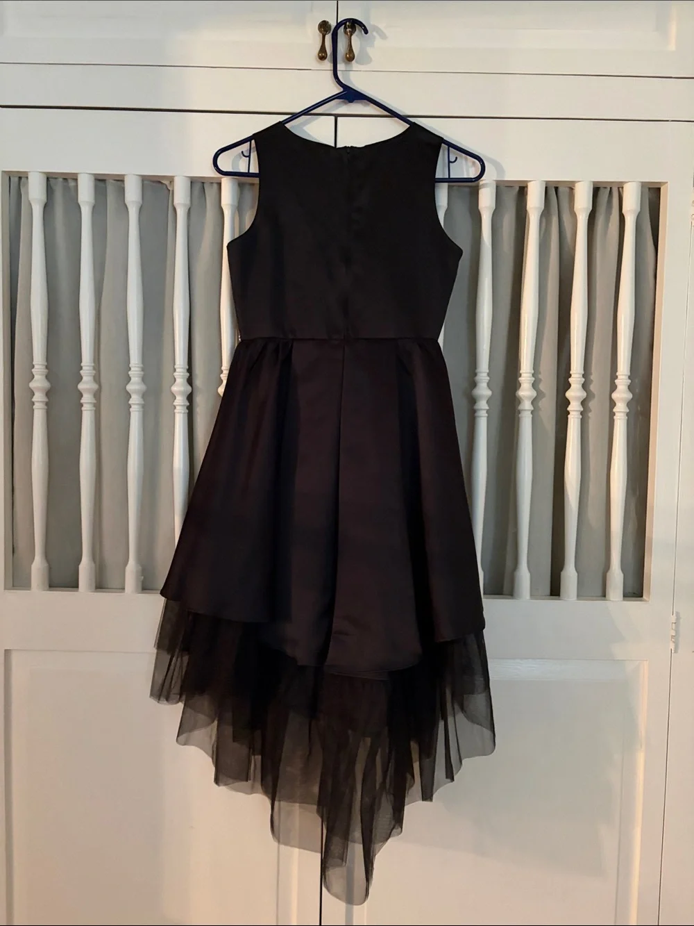 Rare Editions Black High-Low Tulle Party Dress with Rhinestone Waist